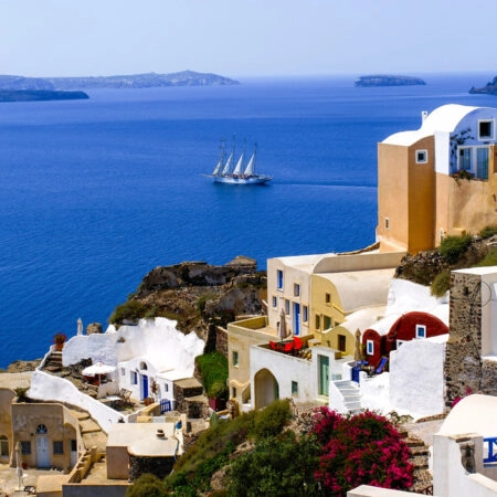 Πινακας σε καμβά SANTORINI SAILBOAT - Νησια Sticky 4