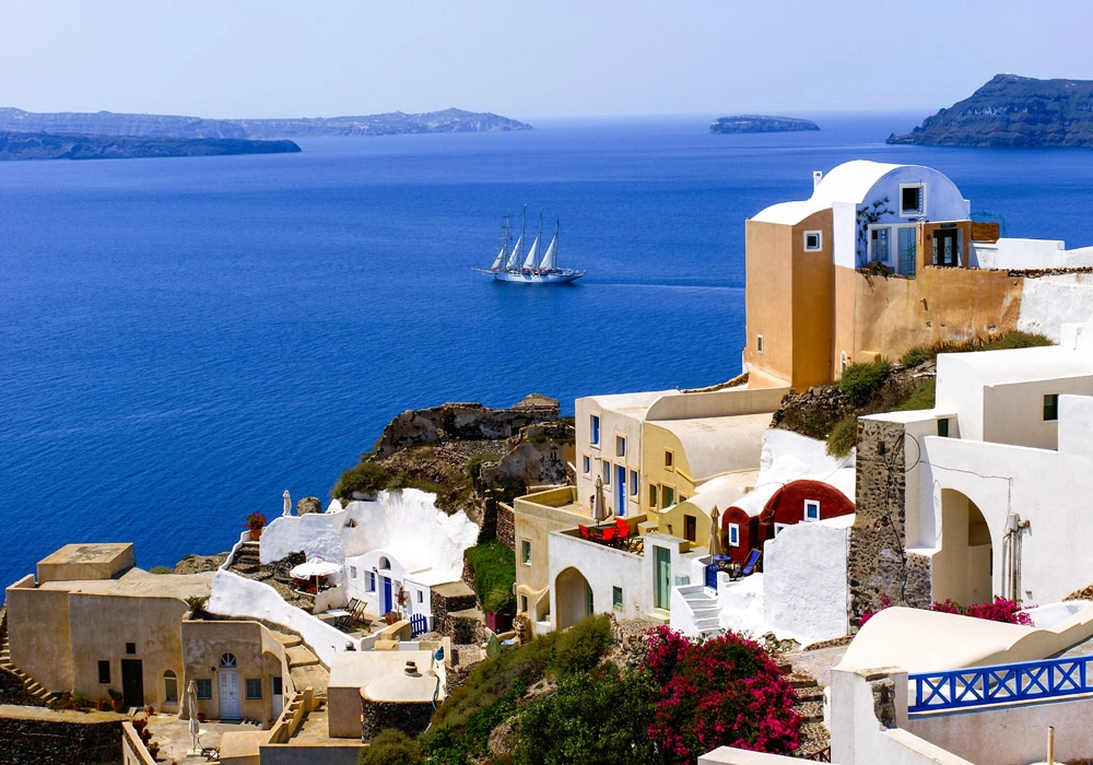 Πινακας σε καμβά SANTORINI SAILBOAT