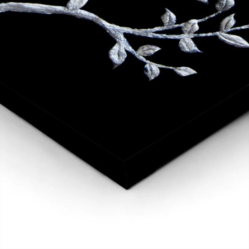 Πίνακας σε καμβά SILVER TREE ON BLACK BACKGROUND