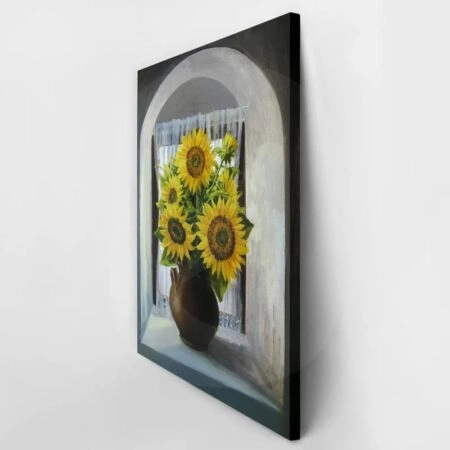 Πινακας σε καμβά SUNFLOWER WINDOW - Ηλιανθοι Sticky 2