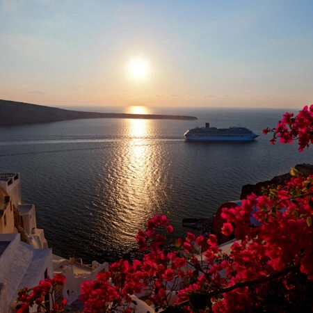 Πινακας σε καμβά SUNSET IN CALDERA SANTORINI - Νησια Sticky 4