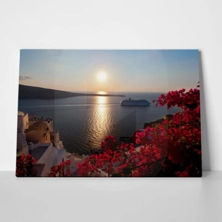 Πινακας σε καμβά SUNSET IN CALDERA SANTORINI