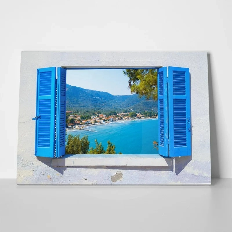 Πινακας σε καμβά THASSOS THROUGH WINDOW