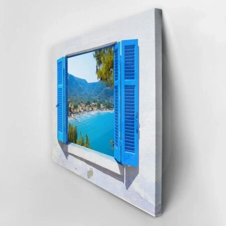 Πινακας σε καμβά THASSOS THROUGH WINDOW - Παραθαλασσιες πολεις και χωρια Sticky 2