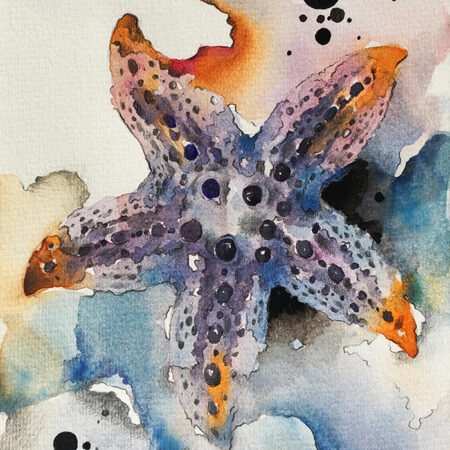 Πινακας σε καμβά WATERCOLOR STARFISH 2 - Κοχυλια Sticky 4
