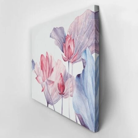 Πινακας σε καμβά WATERCOLOR BOTANICAL ILLUSTRATION LOTUS FLOWER - Botanical - Φυτα Sticky 2