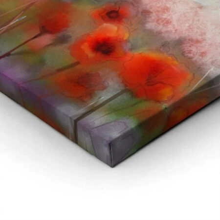 Πινακας σε καμβά WATERCOLOR RED POPPY FLOWERS FILED PAINTING FLOWER - Παπαρουνες Sticky 1