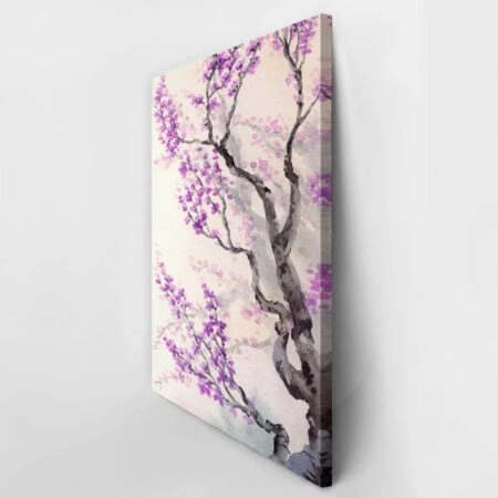 Πινακας σε καμβά WATERCOLOR SPRING LILAC JAPANESE STYLE PURPLE - Ανθη Δεντρων Sticky 2