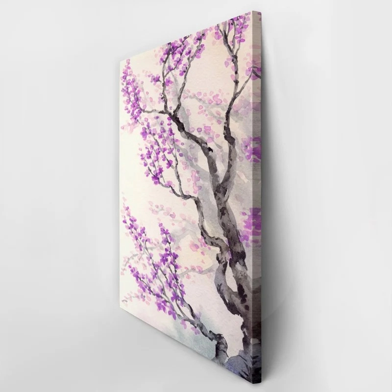 Πινακας σε καμβά WATERCOLOR SPRING LILAC JAPANESE STYLE PURPLE
