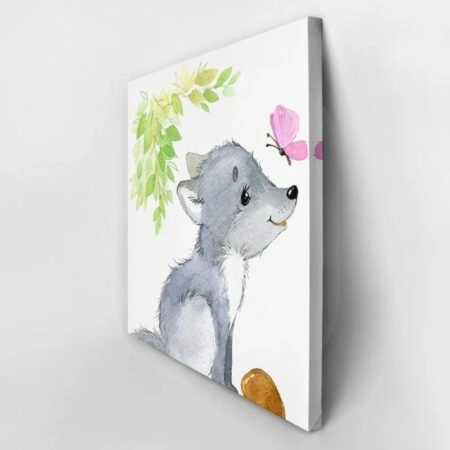 Πίνακας σε καμβά WOLF WATERCOLOUR ILLUSTRATION - Παιδικοι και set Sticky 2