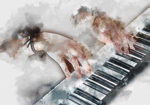 Πινακας σε καμβά WOMAN PLAYING PIANO