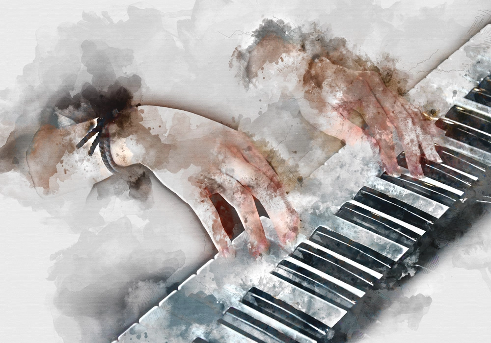 Πινακας σε καμβά WOMAN PLAYING PIANO