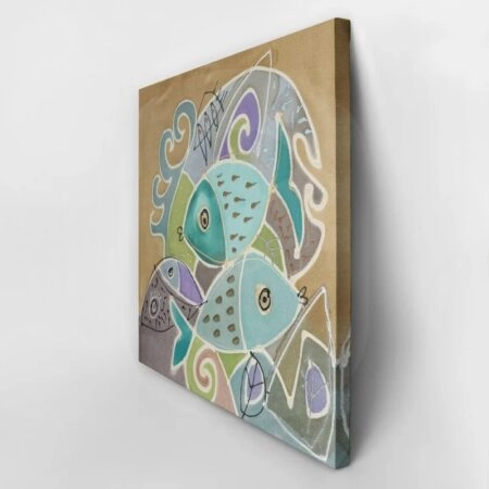 Πίνακας σε καμβά ABSTRACT PAINTING TWO FISH - Αφηρημενα και Abstract Sticky 2