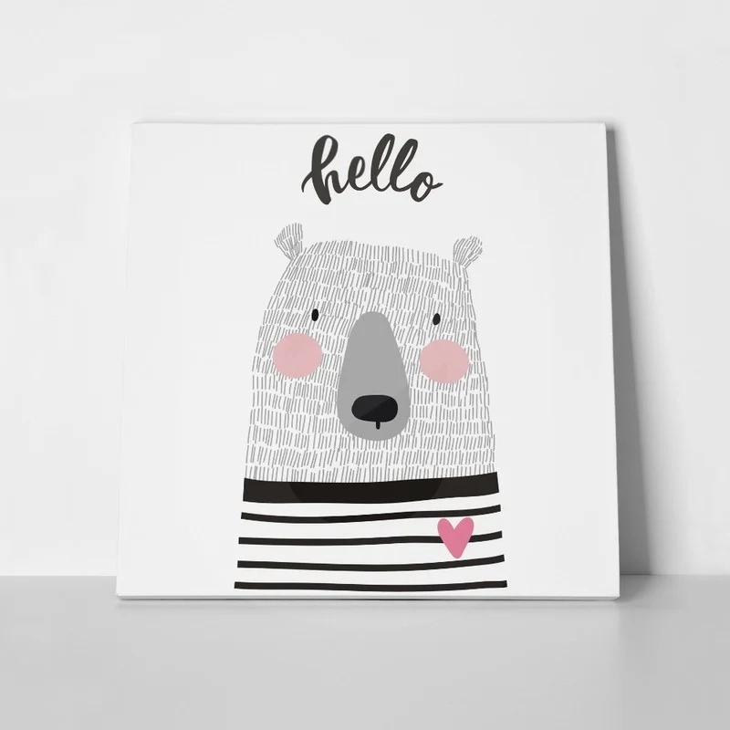 Πίνακας σε καμβά CUTE CARD HAND DRAWN BEAR