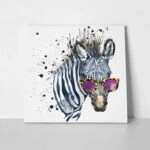 Πίνακας σε καμβά FUNNY ZEBRA SPLASH