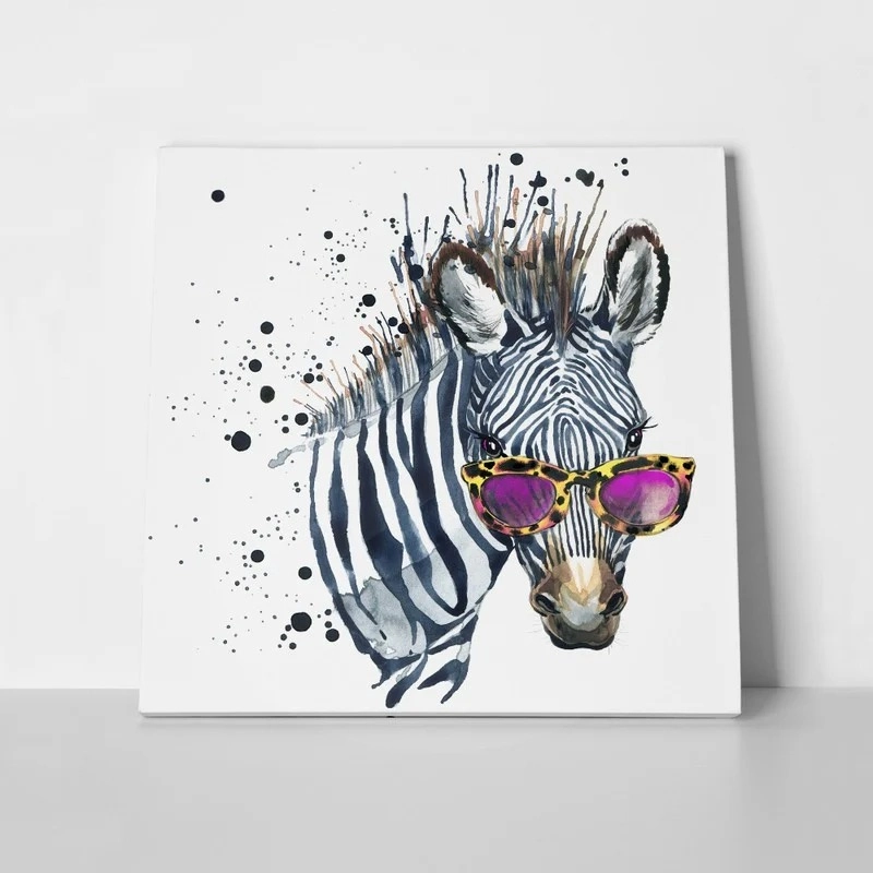 Πίνακας σε καμβά FUNNY ZEBRA SPLASH