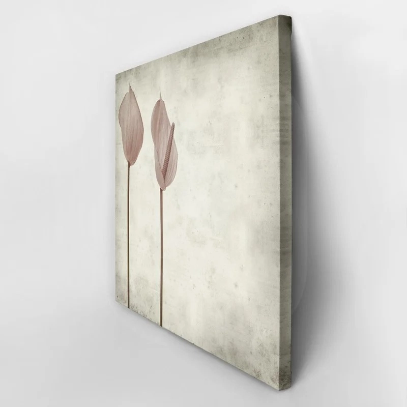 Πίνακας σε καμβά TEXTURED OLD PAPER BACKGROUND PINK ANTHURIUM