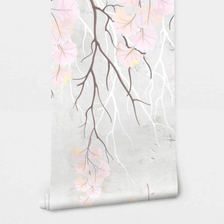 Αυτοκόλλητη Ταπετσαρία τοίχου BRANCHES WITH PINK LEAVES - Floral - Λουλουδια Sticky 2