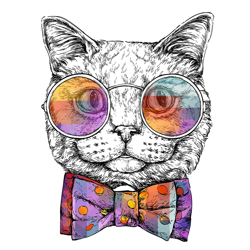 Πίνακας σε καμβά CAT PORTRAIT IN GLASSES