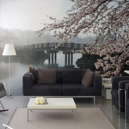 Αυτοκόλλητη Ταπετσαρία τοίχου CHERRY TREE ON THE FOG - Ταπετσαρίες Sticky 1
