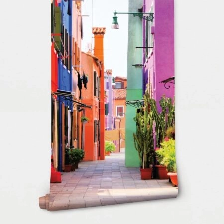 Αυτοκόλλητη Ταπετσαρία τοίχου COLOURFUL BURANO STREET - Χάρτες - Πόλεις Sticky 2