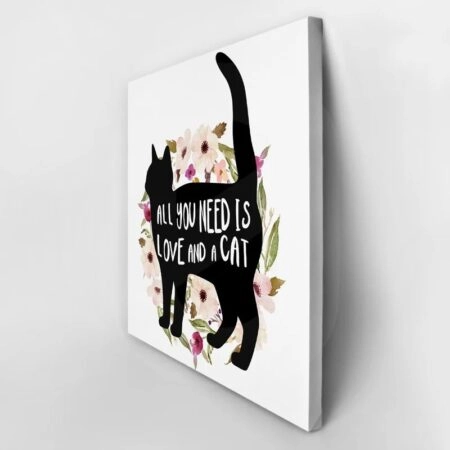 Πίνακας σε καμβά ALL YOU NEED IS LOVE AND A CAT - Γατες Sticky 2