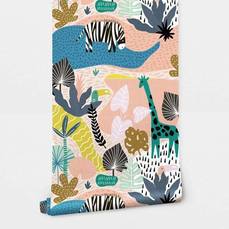Αυτοκόλλητη Ταπετσαρία τοίχου DOODLE COLORFUL JUNGLE