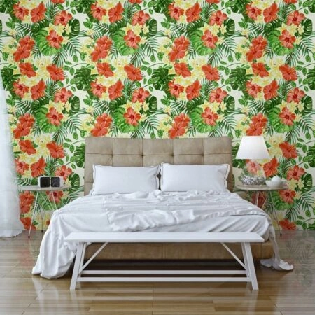 Αυτοκόλλητη Ταπετσαρία τοίχου HIBISCUS FLOWERS - Ταπετσαρίες Sticky 2