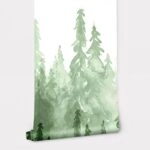 Αυτοκόλλητη Ταπετσαρία τοίχου FOGGY PINE FOREST WATERCOLOR