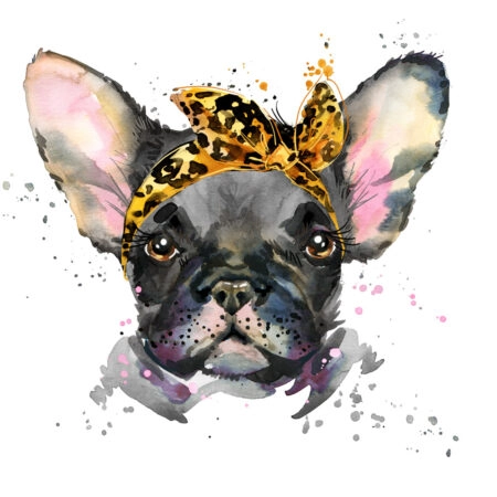 Πίνακας σε καμβά FRENCH BULLDOG WATERCOLOR CUTE - Σκυλοι Sticky 4