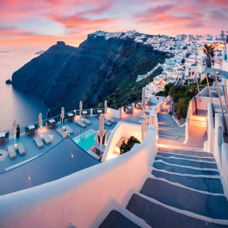 Πινακας σε καμβά GREAT EVENING VIEW SANTORINI FIRA - Νησια Sticky 4