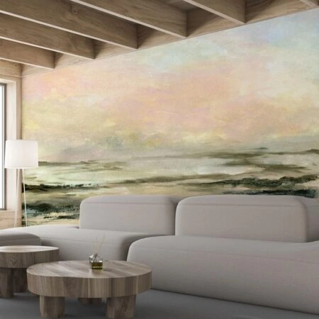 Αυτοκόλλητη Ταπετσαρία τοίχου HAND DRAWN SUNSET BEACH LANDSCAPE