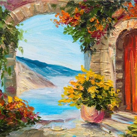 Πινακας σε καμβά HOUSE NEAR SEA 6 - Παραθαλασσιες πολεις και χωρια Sticky 4