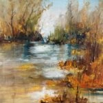 Πίνακας σε καμβά LAKE FOREST PAINTING