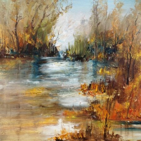Πίνακας σε καμβά LAKE FOREST PAINTING - Λιμνες - Ποταμια Sticky 4