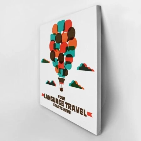 Πίνακας σε καμβά LANGUAGE TRAVEL - Typography και Χαρτες Sticky 2