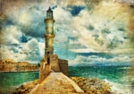 Πινακας σε καμβά LIGHTHOUSE IN CRETE