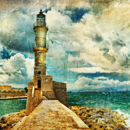 Πινακας σε καμβά LIGHTHOUSE IN CRETE - Λιμανια Sticky 4