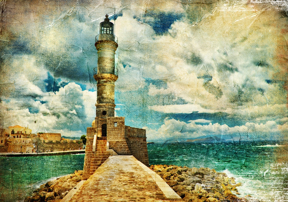 Πινακας σε καμβά LIGHTHOUSE IN CRETE