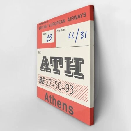 Πίνακας σε καμβά LUGGAGE TAG ATHENS - Typography και Χαρτες Sticky 2