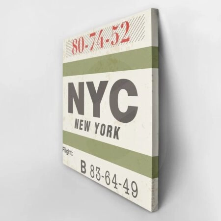 Πίνακας σε καμβά LUGGAGE TAG NEW YORK - Typography και Χαρτες Sticky 2