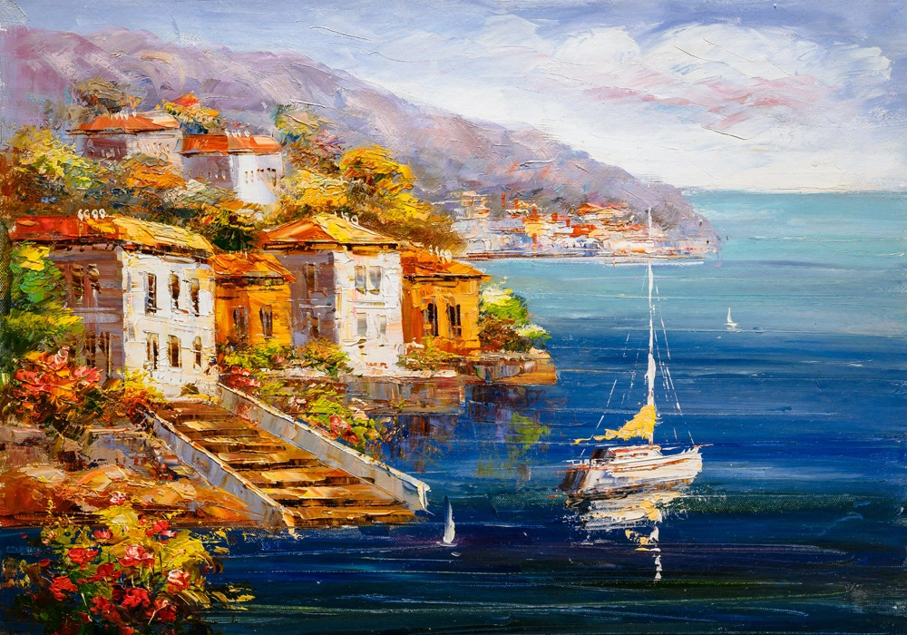 Πινακας σε καμβά OIL PAINTING HARBOUR