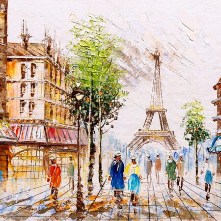 Πινακας σε καμβά PARIS STREET VIEW OIL PAINTING 2 - Παρισι Sticky 4