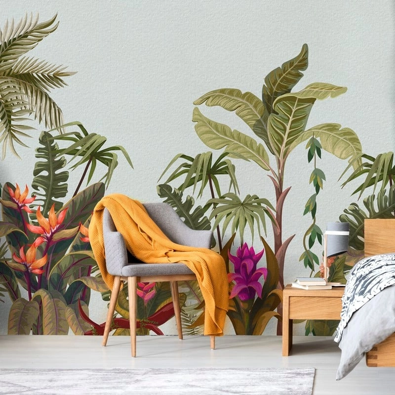 Αυτοκόλλητη Ταπετσαρία τοίχου PASTEL TROPICAL FOREST