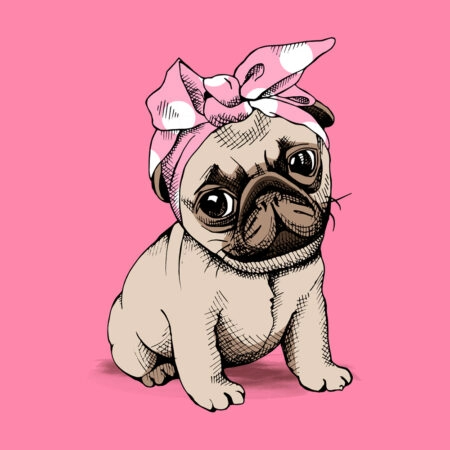 Πίνακας σε καμβά PUPPY PUG HEADBAND - Σκυλοι Sticky 4