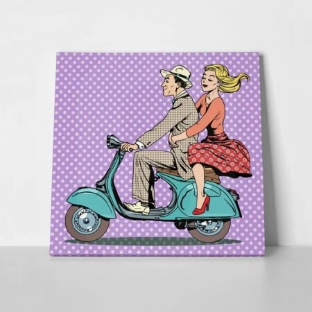 Πίνακας σε καμβά RIDING SCOOTER POP ART