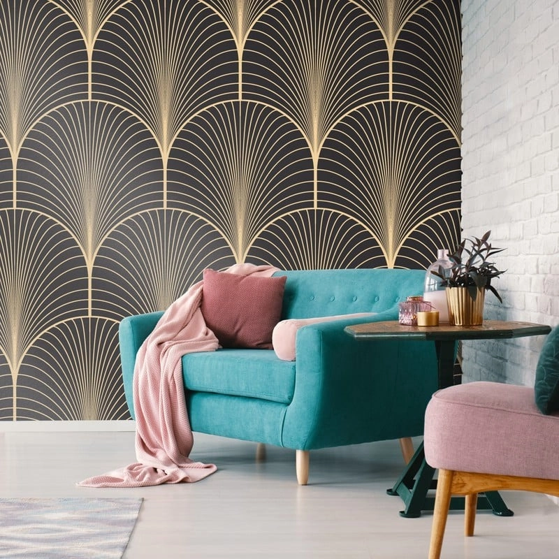 Αυτοκόλλητη Ταπετσαρία τοίχου TROPICAL MINIMAL GOLDEN LEAVES