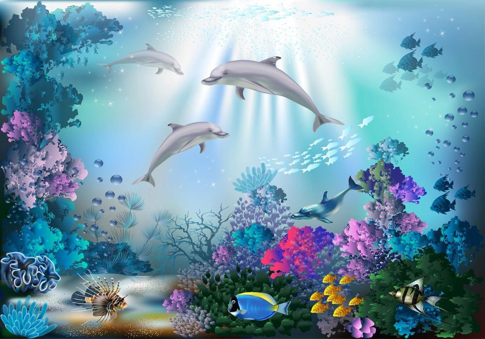 Πινακας σε καμβά UNDERWATER WORLD DOLPHINS