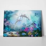 Πινακας σε καμβά UNDERWATER WORLD DOLPHINS