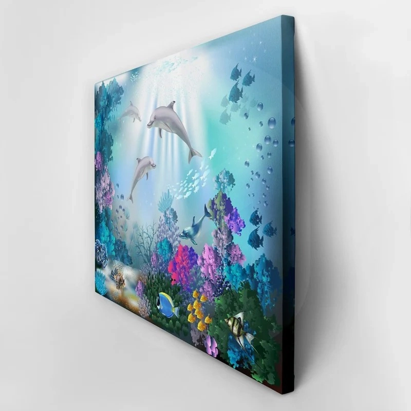Πινακας σε καμβά UNDERWATER WORLD DOLPHINS